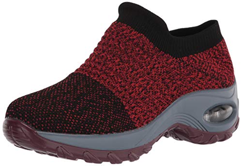 Slow Man Women's Walking Slip on Shoes - Casual Slip on Sock Sneakers Nursing Work Travel Outdoor Shoes Platform Red Point,10.5 - Image 1