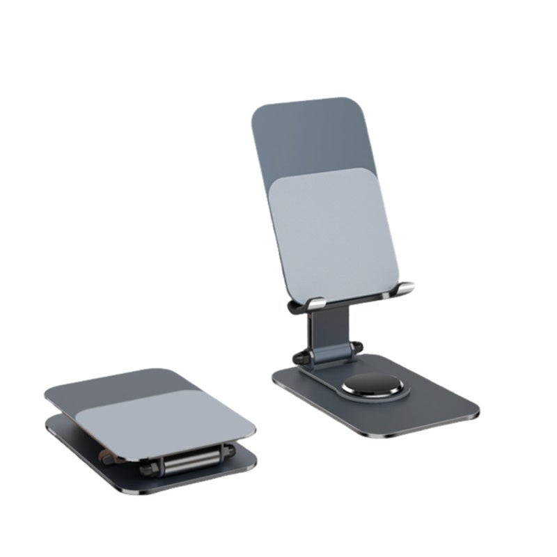 Aluminum Alloy Phone Stand: 360° Rotating Base, Foldable Flat Design, Anti-slip Silicone Pads - Ergonomic Multi-angle Adjustment Tablet Stand for Desktop, Business Travel & Universal Device Use - Image 1
