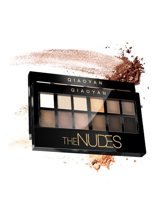 QIAOYAN - 12 Colors The Nudes Eyeshadow ,Shimmer Matte Palette, Waterproof Brown Eyeshadow Series, Matt Powder Pressed Eye Pallet - Image 1
