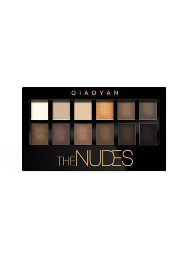 QIAOYAN 12 Colors The Nudes Eyeshadow ,Shimmer Matte Palette, Waterproof Brown Eyeshadow Series, Matt Powder Pressed Eye Pallet  - Image 2