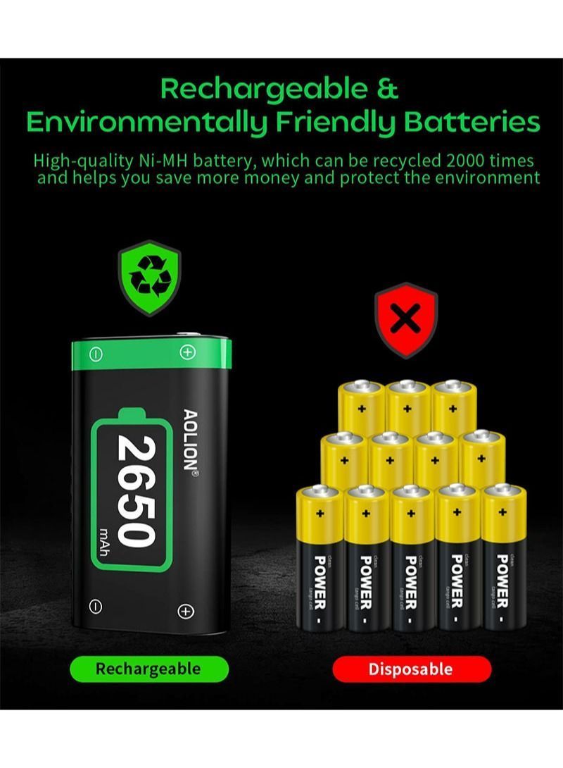 AOLION Rechargeable Battery Pack for Xbox One/Xbox Series X|S/Xbox One Elite Controller with 2x2650mAh - Image 4