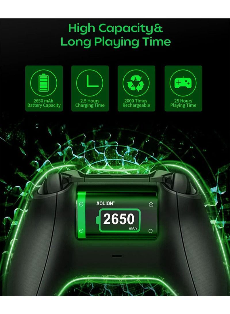 AOLION Rechargeable Battery Pack for Xbox One/Xbox Series X|S/Xbox One Elite Controller with 2x2650mAh - Image 5