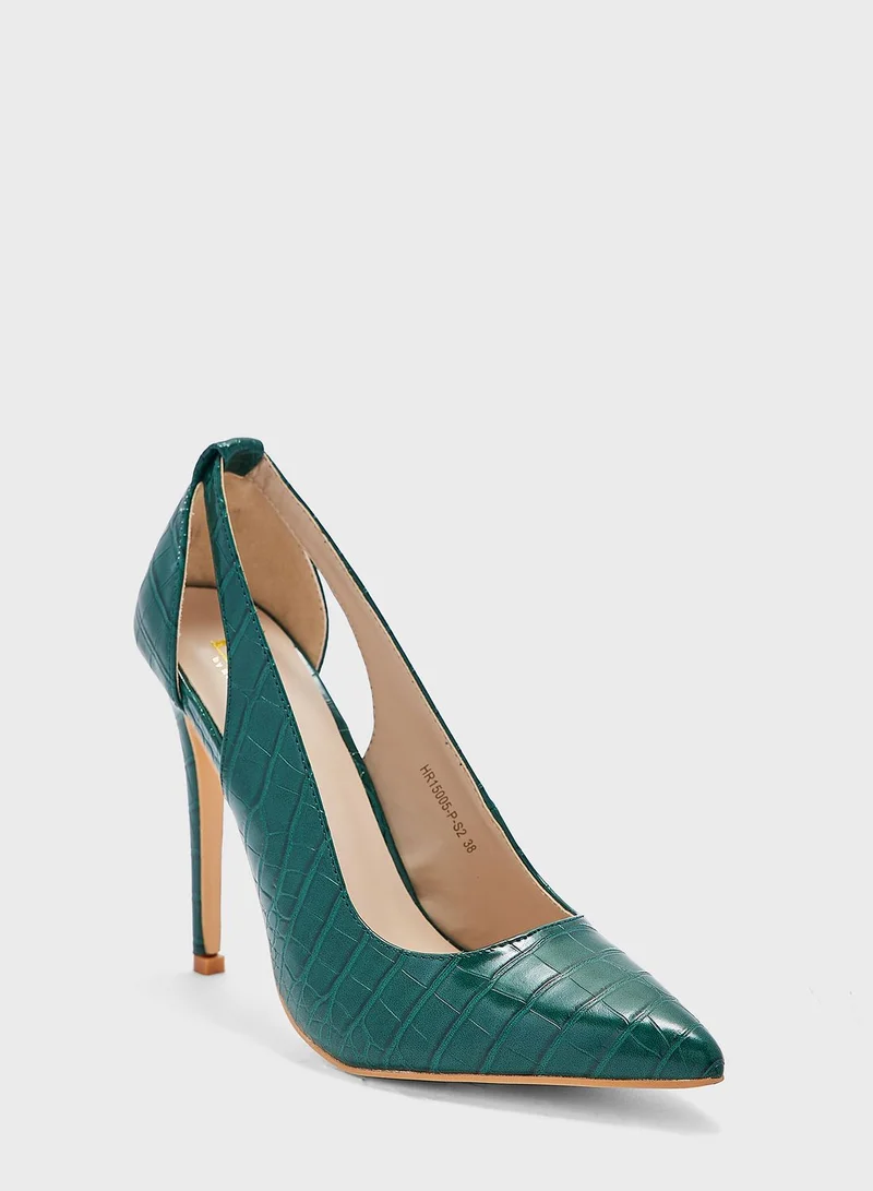ايلا Croc Effect Cutout Detail Pointed Pump
