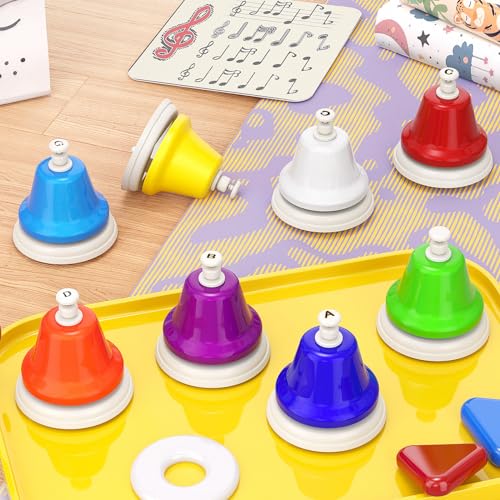 Facmogu Desk Bells, 8 Notes Diatonic Metal Hand Bells, Rainbow Music Bells, Musical Learning Teaching Percussion Instrument, Holiday Birthday Gift - Image 5