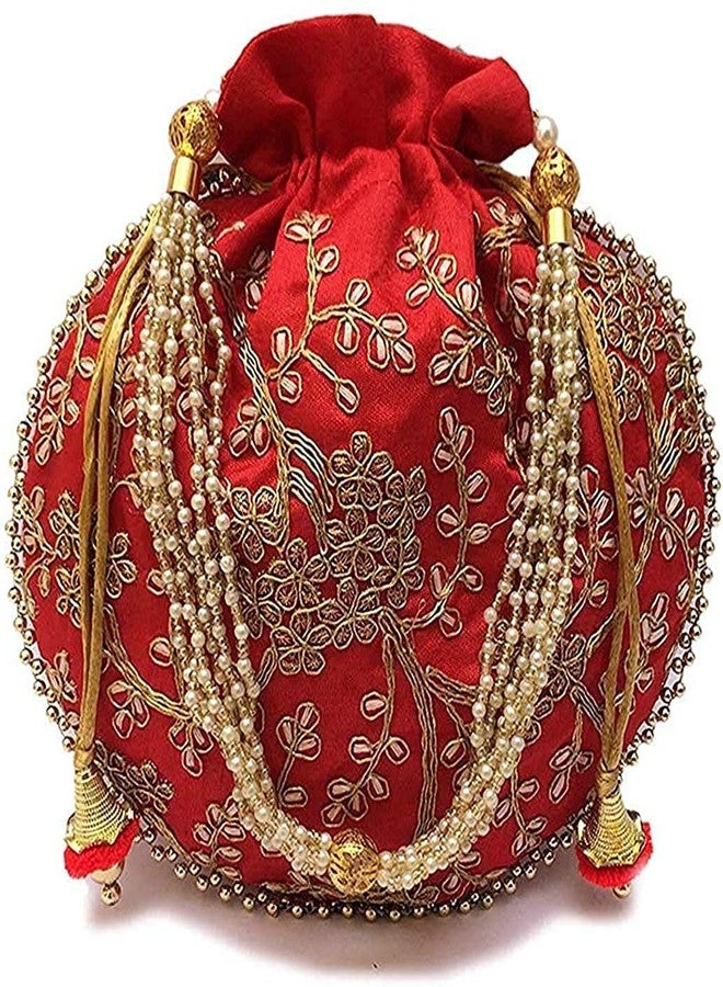 BINORI FASHIONS Rajasthani Style Royal Clutch Silk Batwa Bag Combo Wristlets Ethnic Potli Combo For Women's Zari Work Potli Combo Bridal Potli Combo (Pack of 3 Colors) - Image 3