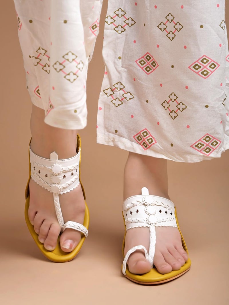 Shoetopia Women Yellow Sandal Block Heel Comfortable Toe Ring Slip-On Ethnic Casual Daily Footwear EU41 - Image 4