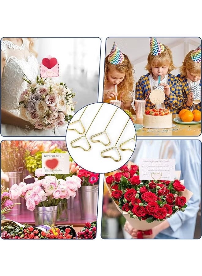 حامل بطاقات مكان مزين بالزهور، 20 قطعة، حامل بطاقات معدني على شكل قلب، لترتيبات الزهور في حفلات الزفاف وأعياد الميلاد - Image 5