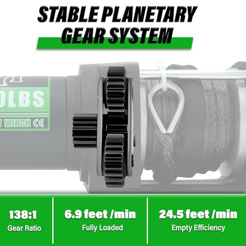 TYT 3000 lb ATV Winch, 12V DC Electric Winch with Wireless Remote and Wired Switch, 1/5"x 32FT Synthetic Winch Rope with Fairlead and Winch Mounting Plate - Image 5