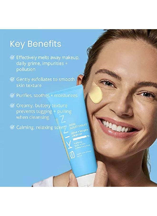 Skinn Purifying Multiaction Cream Face Wash Olive And Enzyme Cleanser 4Oz Lightweight Exfoliating Facial Cream For Removing Makeup Pollution  - Image 3
