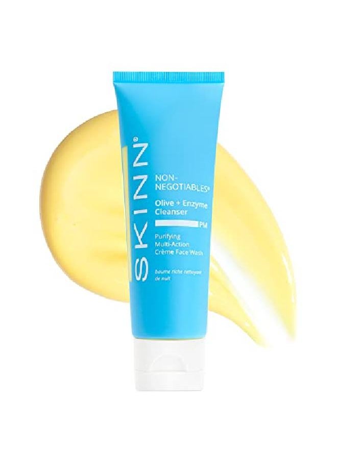 Skinn Purifying Multiaction Cream Face Wash Olive And Enzyme Cleanser 4Oz Lightweight Exfoliating Facial Cream For Removing Makeup Pollution  - Image 1