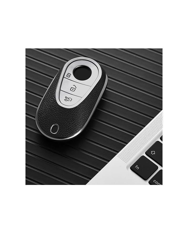 OUYoo Car Key Case for Mercedes Benz, Key Case Cover for Mercedes Benz C S Class W206 W223 2020UP, Key Case Protective Accessory,Bring a key chain.(Red)