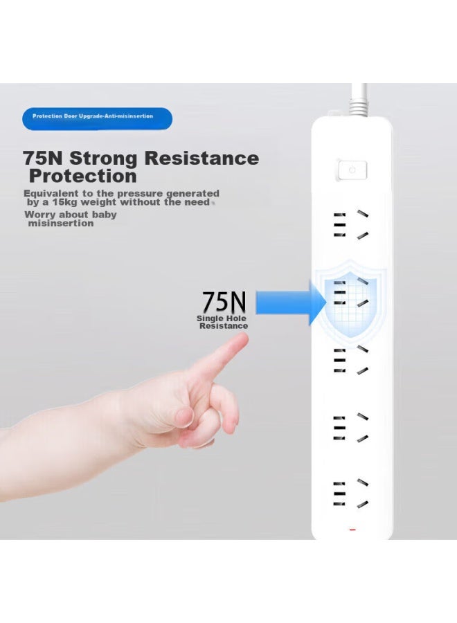 Delixi National Standard Power Strip/extension Cord/surge Protector/power Bar/power Strip 5 Outlets With Master Switch 3 Meters - Image 3