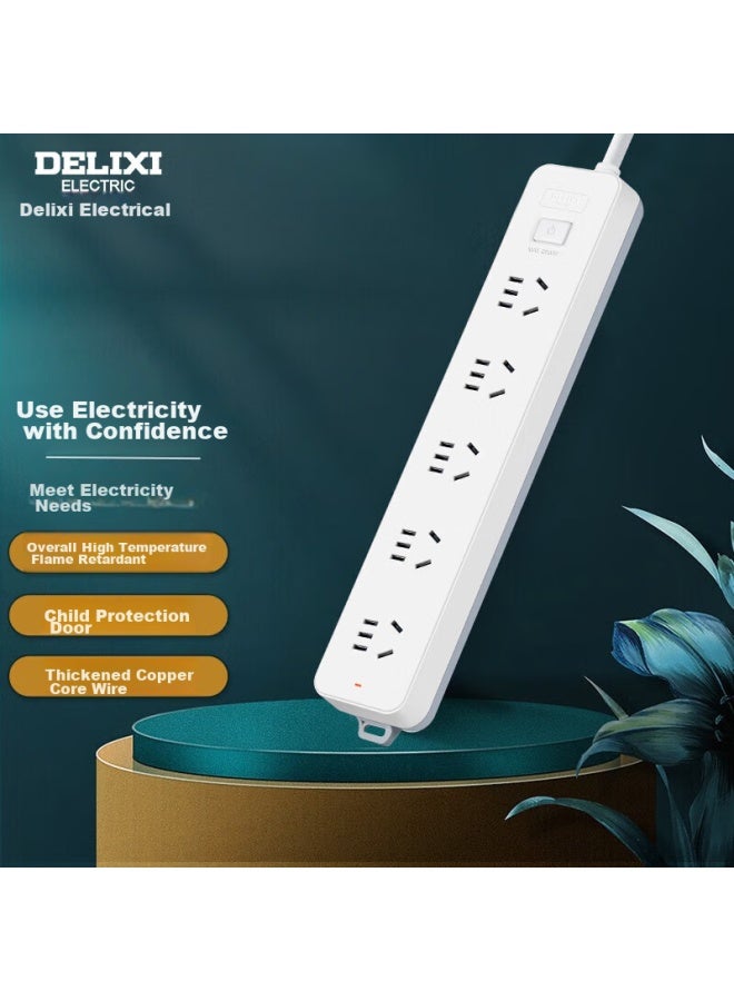 Delixi National Standard Power Strip/extension Cord/surge Protector/power Bar/power Strip 5 Outlets With Master Switch 3 Meters - Image 1