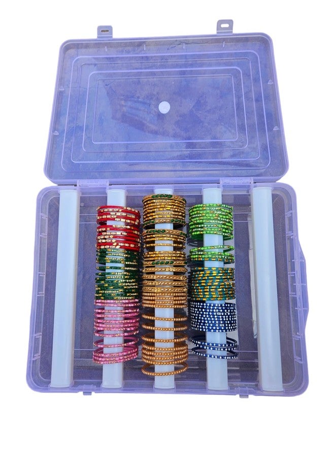 VILOMP Plastic Adjustable Five Rod Bangle Box | Chudi Organizer Jewellery Storage Display Box | for Bangles, Chudi, Bracelet, Wrist Watch, Hair Bands, White - Image 3