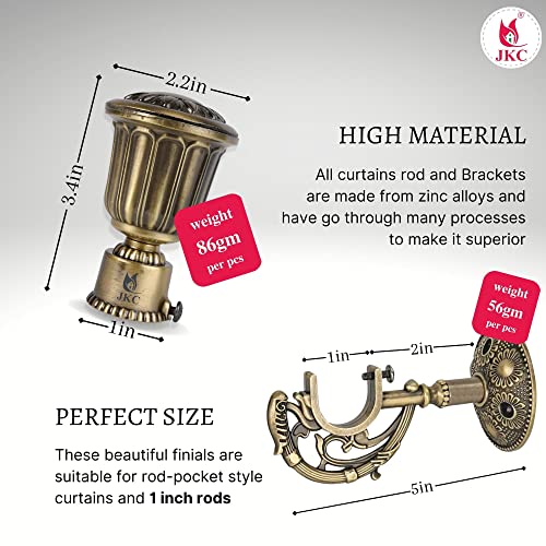 JKC Zinc Alloy Royal Antique Curtain Brackets and Holders, Curtain Holders for Wall, Curtain Brackets, Curtain Holder, Curtain Rod Holder - Brackets 10 Holders 10 - Image 2