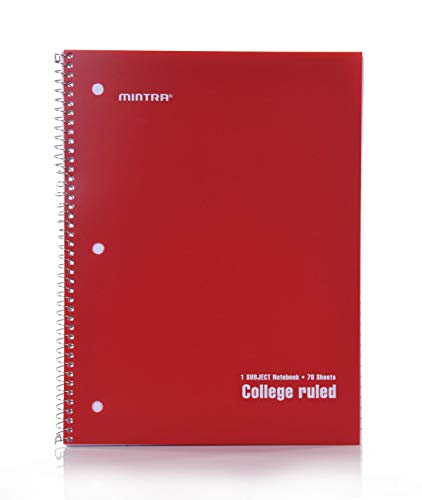 Mintra Office Spiral Notebooks - 1 Subject, POLY Waterproof Covers, 70 Sheets, College Ruled, 8in x 10in, Bulk Pack, Primary Colors, Set of 6 - for School, Office, Business, Professional (04659) - Image 3