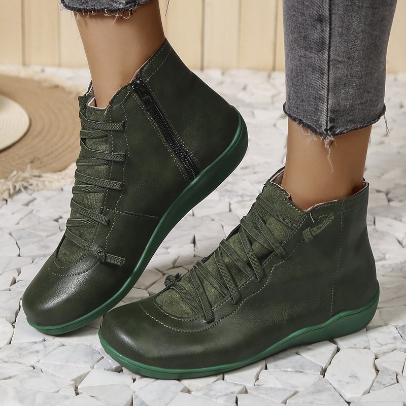 Cross-border Hot New plus size Martin Boots Women's Mid-top Fashion Good Match European and American Short Boots Casual Boots Flat Autumn and Winter - Image 2
