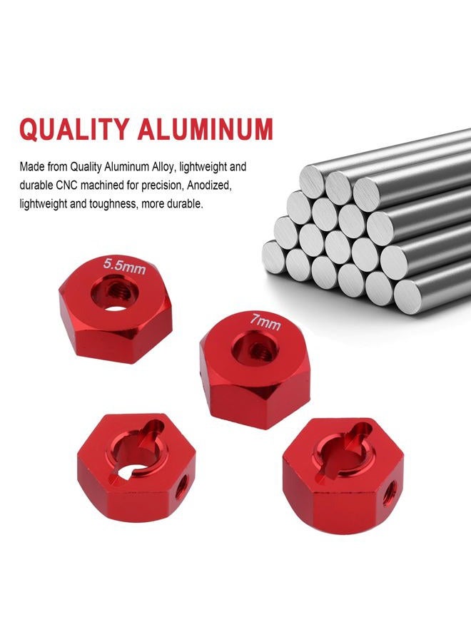 Hobbypark Aluminum 12mm Hex Wheel Hubs for Traxxas 1/10 2WD Slash, Rustler, Stampede,Hop-ups Replacement of Part 1654 3654 (4pcs) (Red) - Image 3