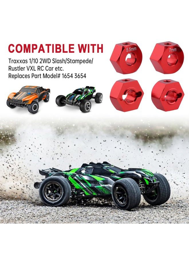Hobbypark Aluminum 12mm Hex Wheel Hubs for Traxxas 1/10 2WD Slash, Rustler, Stampede,Hop-ups Replacement of Part 1654 3654 (4pcs) (Red) - Image 4