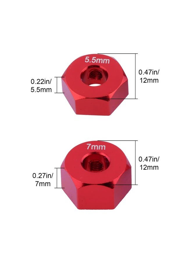 Hobbypark Aluminum 12mm Hex Wheel Hubs for Traxxas 1/10 2WD Slash, Rustler, Stampede,Hop-ups Replacement of Part 1654 3654 (4pcs) (Red) - Image 2