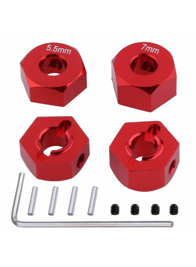 Hobbypark Aluminum 12mm Hex Wheel Hubs for Traxxas 1/10 2WD Slash, Rustler, Stampede,Hop-ups Replacement of Part 1654 3654 (4pcs) (Red) - Image 1