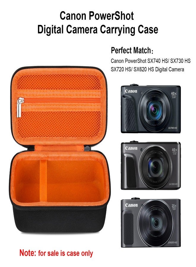 Elonbo Carrying Case for Canon PowerShot SX740/SX730/SX720/SX620 Digital Camera, 4K Video Camera Travel Storage Cover Bag Organiser, Black and orange interior, Pocket organiser - Image 2