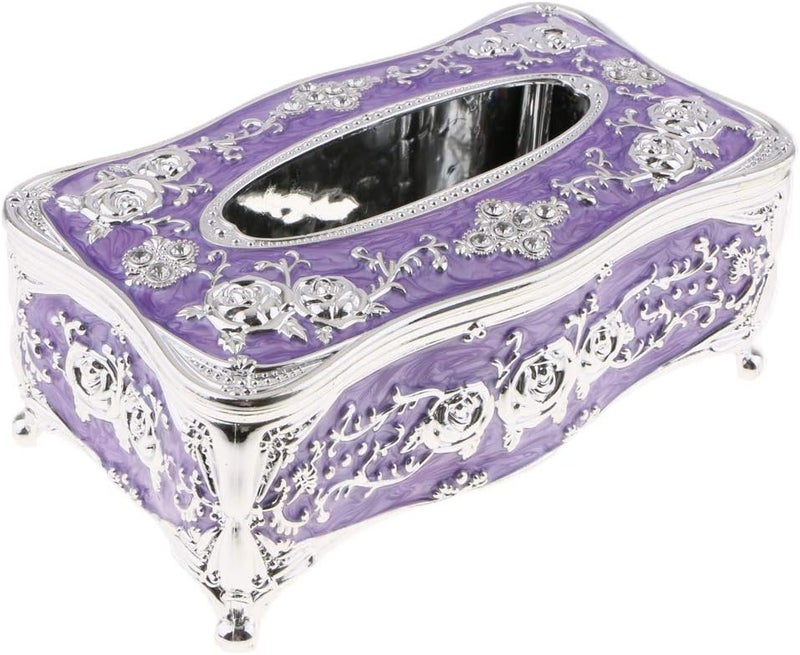 klarakoEuropean Rectangle Acrylic Facial Tissue Box Cover Holder for Bathroom Countertops, Bedroom Dressers, Desks and Tables klarakoMultiklarakocolors klarakoSliver Purple, 22x13x9.5cm - Image 1