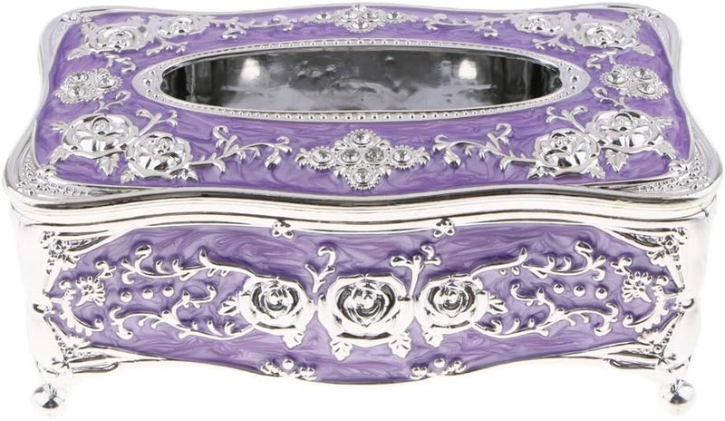 klarakoEuropean Rectangle Acrylic Facial Tissue Box Cover Holder for Bathroom Countertops, Bedroom Dressers, Desks and Tables klarakoMultiklarakocolors klarakoSliver Purple, 22x13x9.5cm - Image 4