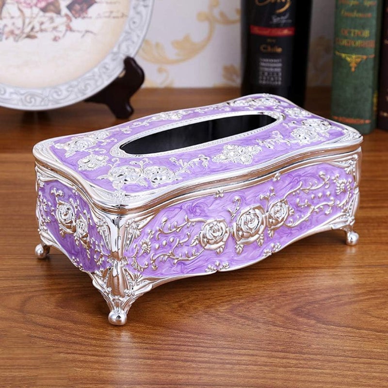 klarakoEuropean Rectangle Acrylic Facial Tissue Box Cover Holder for Bathroom Countertops, Bedroom Dressers, Desks and Tables klarakoMultiklarakocolors klarakoSliver Purple, 22x13x9.5cm - Image 2