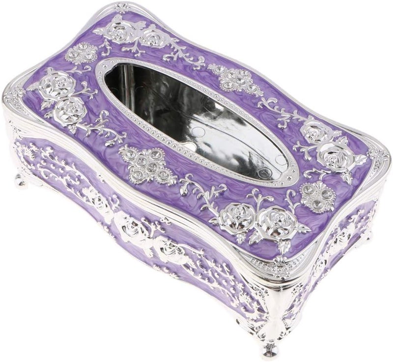 klarakoEuropean Rectangle Acrylic Facial Tissue Box Cover Holder for Bathroom Countertops, Bedroom Dressers, Desks and Tables klarakoMultiklarakocolors klarakoSliver Purple, 22x13x9.5cm - Image 5