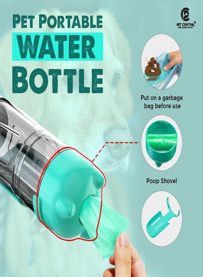 Pet Central 4-in-1 Dog Water Bottle - 500ML Portable Pet Water Dispenser - Food Storage - Poop Shovel - Waste Bag Dispenser - Leak-Proof - Lightweight for Travel, Camping, Walking (Blue) - Image 4