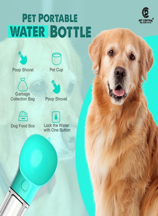 Pet Central 4-in-1 Dog Water Bottle - 500ML Portable Pet Water Dispenser - Food Storage - Poop Shovel - Waste Bag Dispenser - Leak-Proof - Lightweight for Travel, Camping, Walking (Blue) - Image 3
