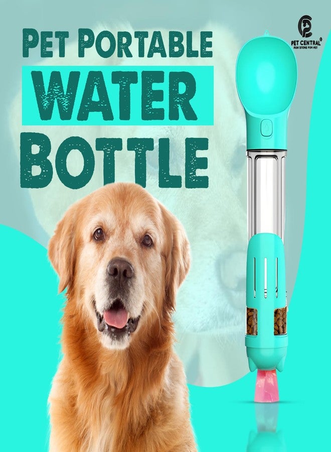 Pet Central 4-in-1 Dog Water Bottle - 500ML Portable Pet Water Dispenser - Food Storage - Poop Shovel - Waste Bag Dispenser - Leak-Proof - Lightweight for Travel, Camping, Walking (Blue) - Image 2