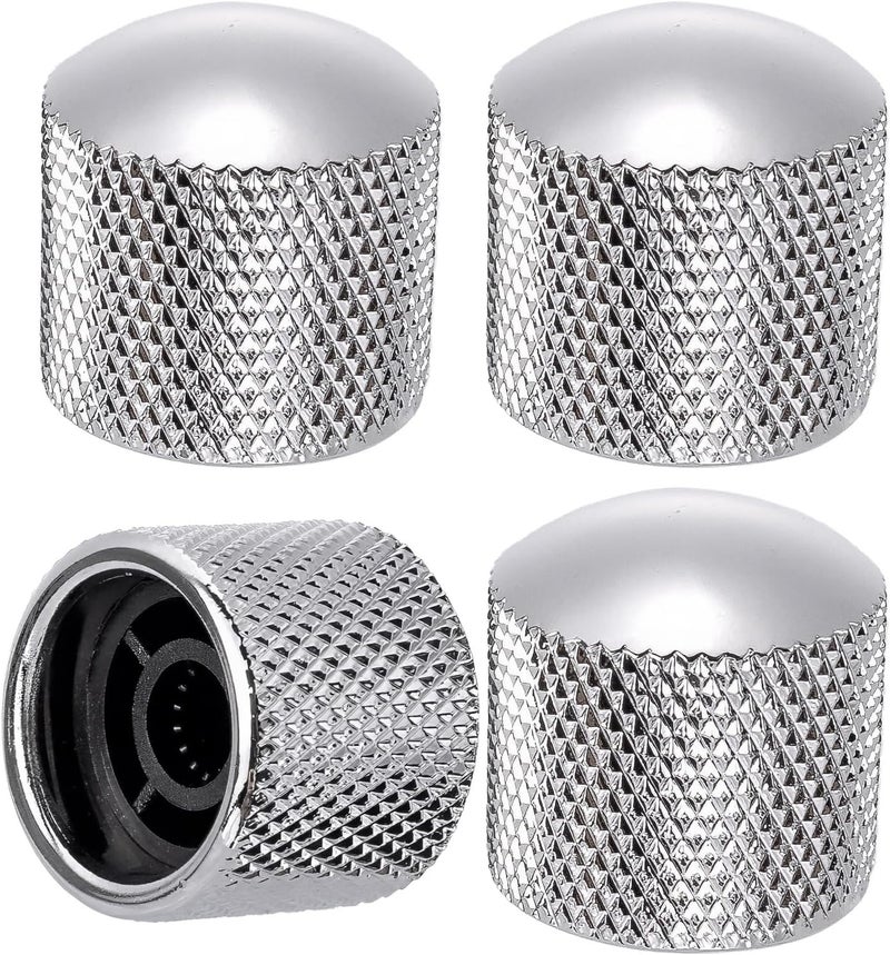 Swhmc 4Pcs Metal Guitar Knobs Volume Tone Control Knob Dome Tone Knobs for Electric Guitar Bass Replacement Parts, Silver - Image 1