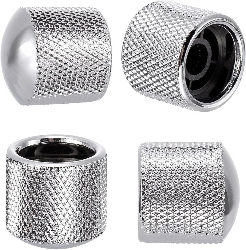 Swhmc 4Pcs Metal Guitar Knobs Volume Tone Control Knob Dome Tone Knobs for Electric Guitar Bass Replacement Parts, Silver - Image 3