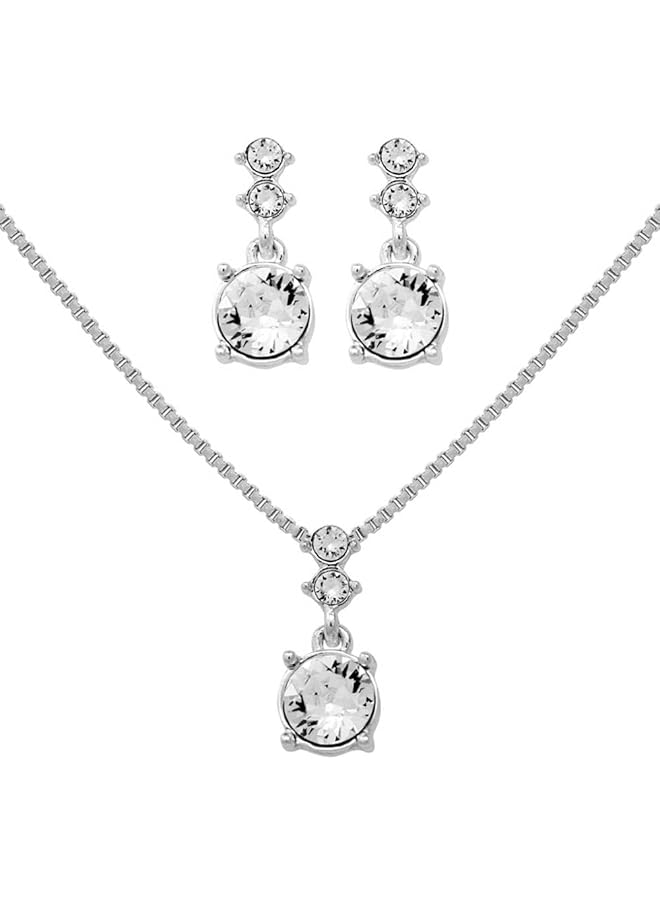 ناين ويست طقم من قلادة وأقراط باللون الفضي - Image 1