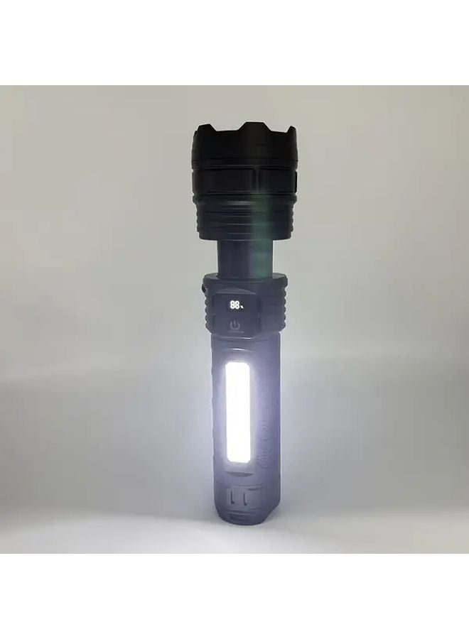 LB1 Black Dual LED Flashlight With Real Time Battery Display USB Rechargeable Outdoor Torch - Image 1