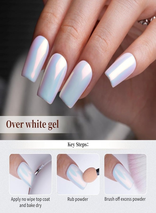 Pretty Diva 0.3g Mermaid Unicorn Chrome Nail Powder, Aurora Iridescent Chrome Powders for Nails, Mermaid Powder for Gel Nails Chrome Mica Powder Manicure Pigment (Opal, 0.3g) - Image 4