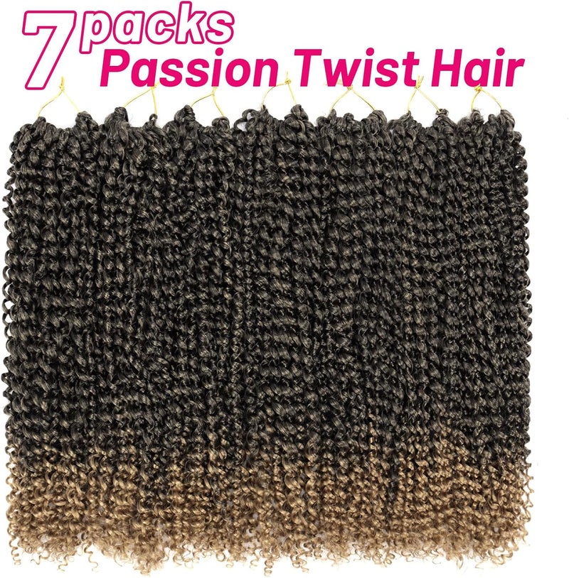 Dorsanee Ombre Honey Blonde Passion Twist Hair 18 Inch 7 Packs Water Wave Crochet Hair Long Bohemian Curly Braiding Hair for Butterfly Locs, Faux Locs, Boho Style Spring Twist Crochet Braids (T27#) - Image 2