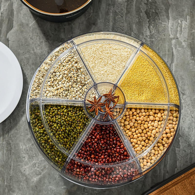 MUGATH 6 Grid Rotating Food Dispenser Rotating Rice Bucket Rice Storage Tank Cereal Dispenser Rice Dispenser Stackable Food Storage Containers OneClick Rice Picking Green 5 Kg - Image 5