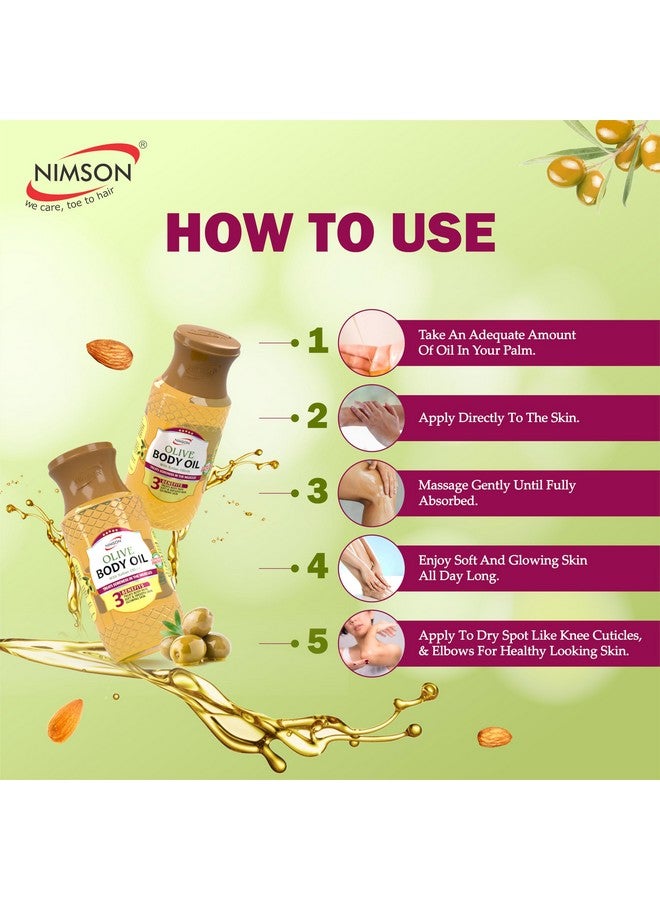 Nimson Olive Body Oil. For Deep Moisturization, Soothing Relief, With Italian Olives, Hydrating Formula, Dry Skin, Radiant Glow, Ethically Sourced - 200ml - Image 4