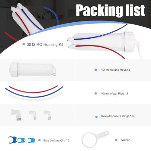 YKMGON 3012 Reverse Osmosis Membrane Housing Kit with Quick-Connect Fitting,Wrench for 200/300/400/500/600 GPD Universal Reverse Osmosis Water Filter Systems - Image 3