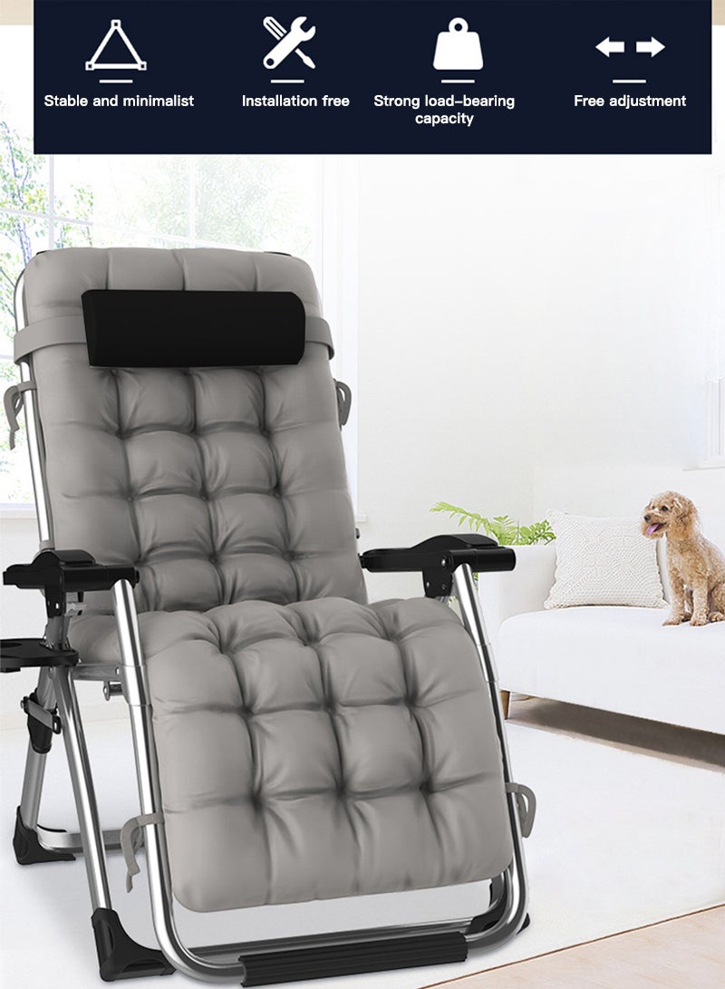 Sharpdo Adult Folding Camping Chair, Portable Lightweight Reclining Lounge Chair with Pillow for Outdoor Use - Image 2