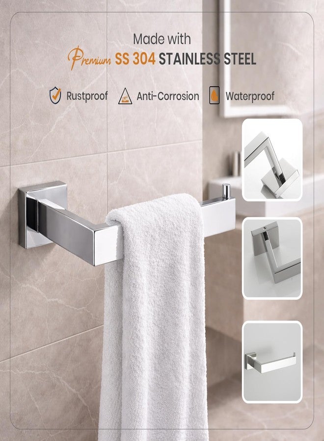 Fixeify Modern Wall Mounted Towel Rod Single Bar Towel Holder Made with SS 304 Stainless Steel Chrome Finish Bathroom Towel Rack Rust-Resistant Bathroom Accessory - Image 3