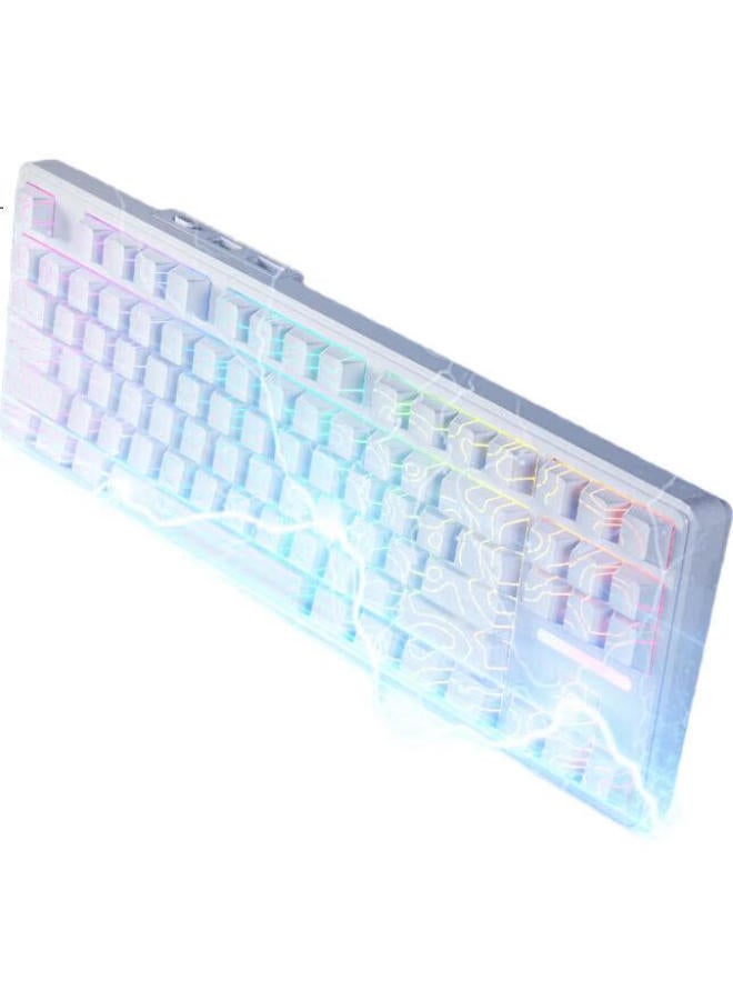 AUSDOM Asdun H87 Mechanical Keyboard, Wireless Bluetooth Tri-Mode, Gasket Customized, 6-Layer Padded, For Gaming, E-Sports, Office, Home Use, Computer, White, Equal Height Lines, 1000Mah, Ultra-Fast Silver Switch - Image 1