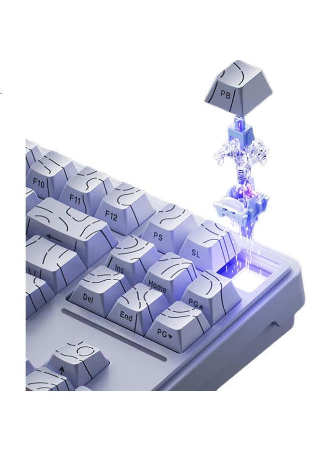 AUSDOM Asdun H87 Mechanical Keyboard, Wireless Bluetooth Tri-Mode, Gasket Customized, 6-Layer Padded, For Gaming, E-Sports, Office, Home Use, Computer, White, Equal Height Lines, 1000Mah, Ultra-Fast Silver Switch - Image 3