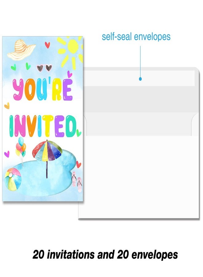 Soiceu Splish Splash Pad Birthday Invitations with Envelopes Set of 20 Summer Pool Theme Birthday Party Invites Fill in Blank - Image 5