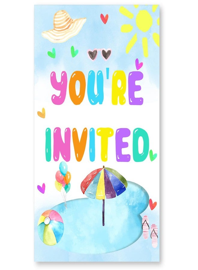 Soiceu Splish Splash Pad Birthday Invitations with Envelopes Set of 20 Summer Pool Theme Birthday Party Invites Fill in Blank - Image 4