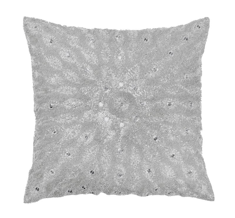 Lightnpro Handmade Silver Pillow Cover  16x16 Inch Luxury Decorative Cushion Case with Elegant Peacock Design for Sofa Couch Bed  Living Room  Cover Only 1Pack