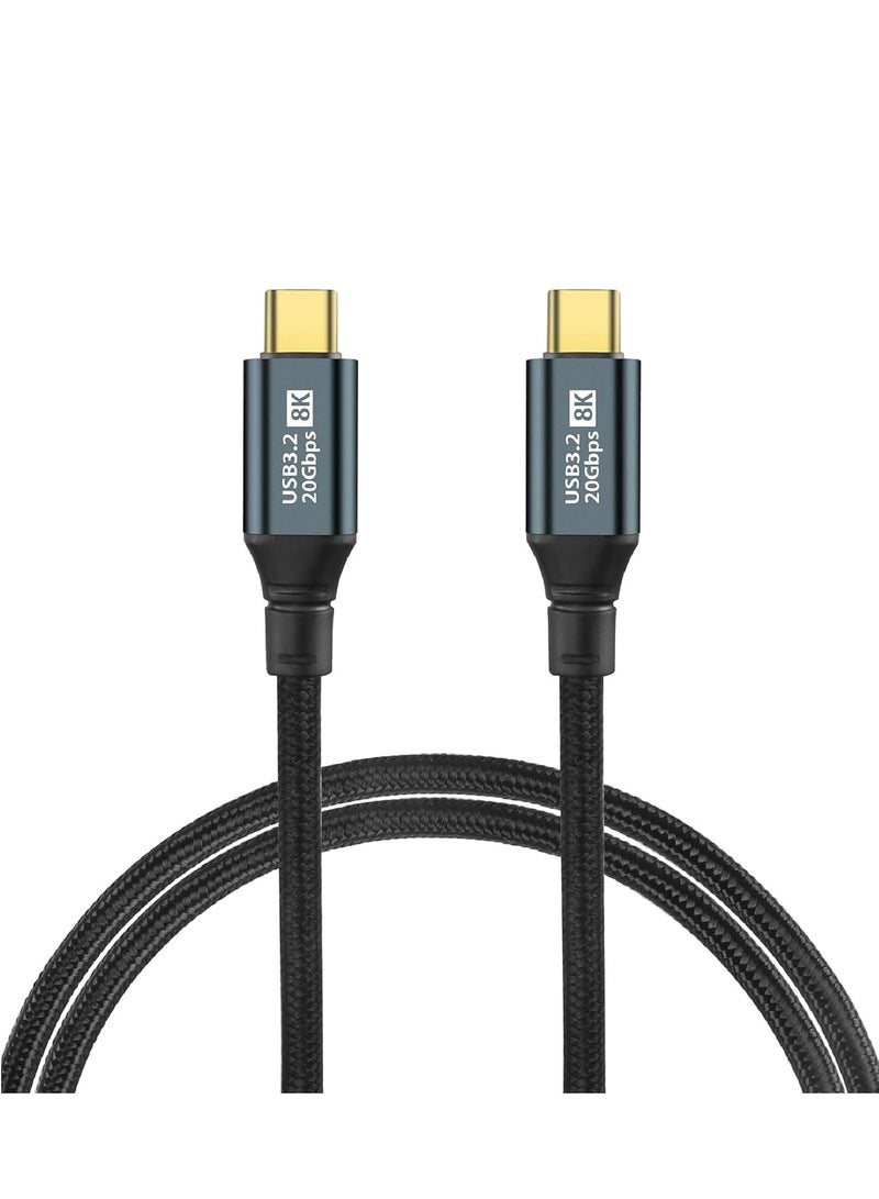 PD Fast Charging Cable - Data Cable - USB C to Type-C - 3.2 - 3rd Gen - Thunderbolt 3 - E-Marker Chip - 20 Gbps - 8K @ 60Hz - Voltage - 5 Amp - 100W - 0.5m - Black - Image 1